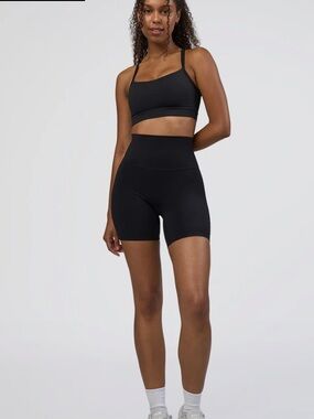 {LSKD} Elixir Bike Shorts Black High Rise Waist 6 inch Large NEW NWT